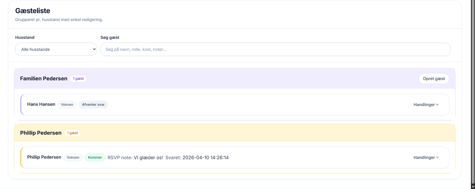 Festivitum Gæste modul